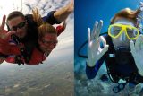 side by side of skydiving and scuba diving