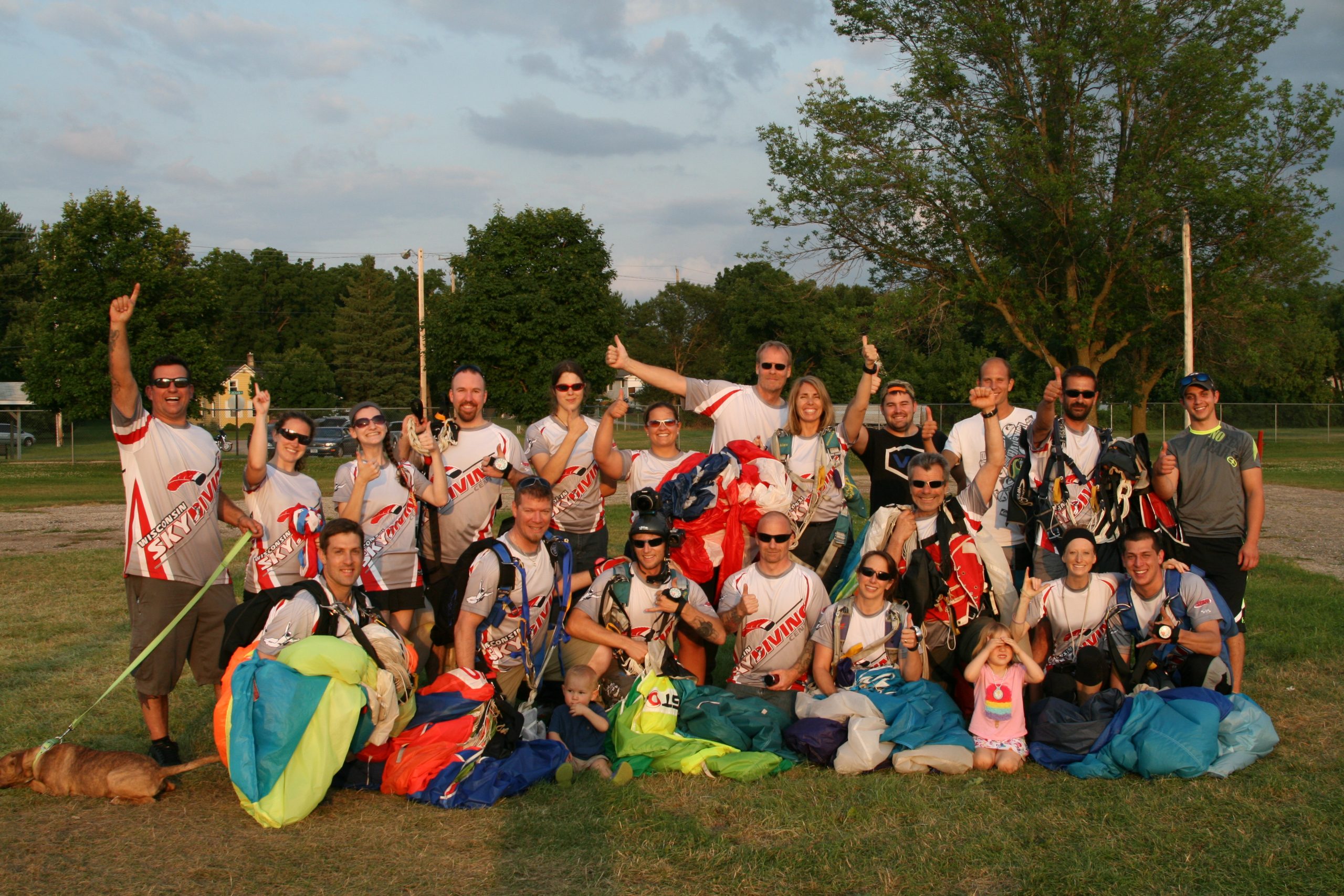The best skydiving in the Midwest – A group shot of the staff at Wisconsin Skydiving Center near Milwaukee, WI