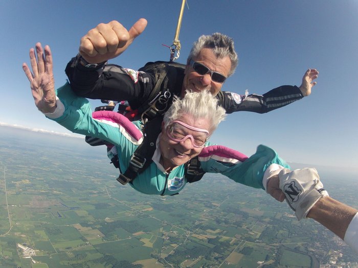 You can never be too old to skydive at Wisconsin Skydiving Center near Chicago