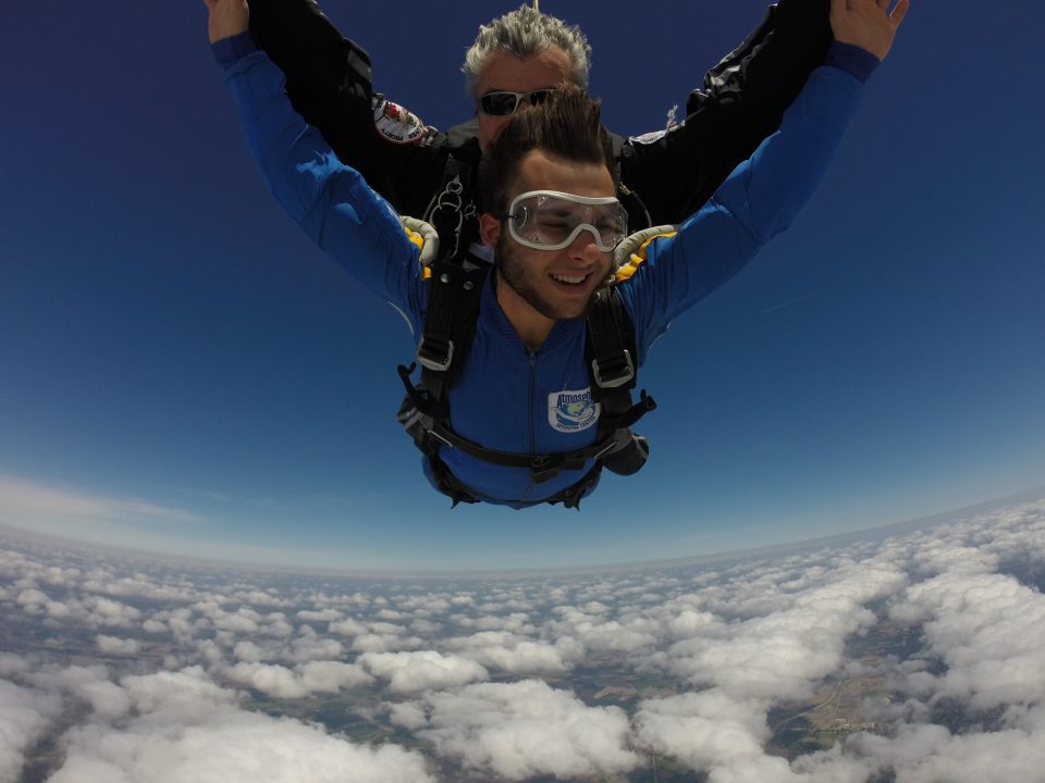 GoPro for Skydiving - Tandem skydiver with instructor and skydiving videographer