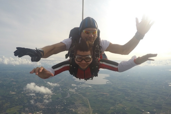 Owen Provenzano smiling in freefall
