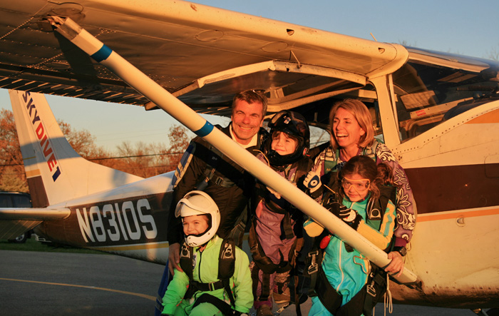 Alex, Bo and kids at the Wisconsin Skydiving Center