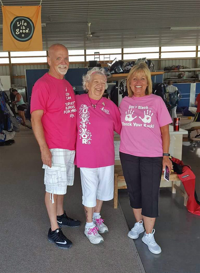 Jump for breast cancer charity: Clyde Maxwell and friends