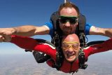 WSC skydiving instructor Joel Graves doing a tandem jump with a student