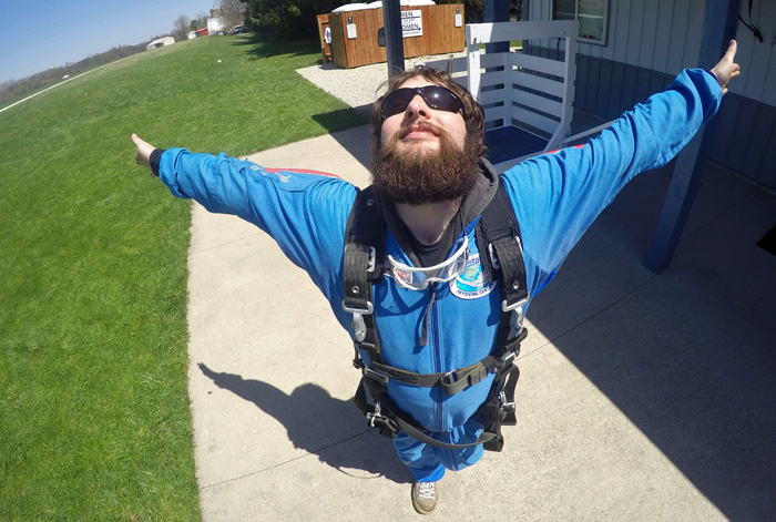 Solo skydiver basks in the afterglow of his jump