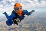 Solo skydiver during free fall