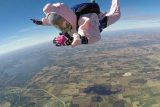 Skydiver Sarah Dillman in a pig costume