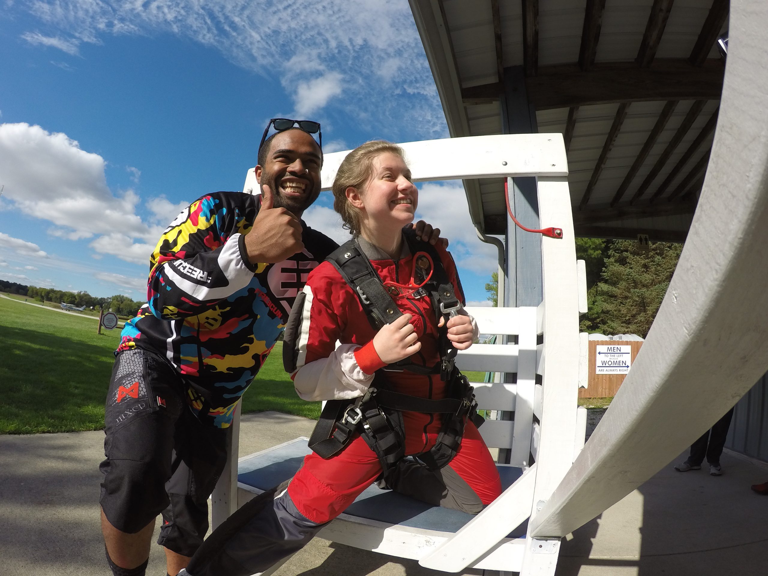 First time skydiver training for jumping from a plane at Wisconsin Skydiving Center near Madison