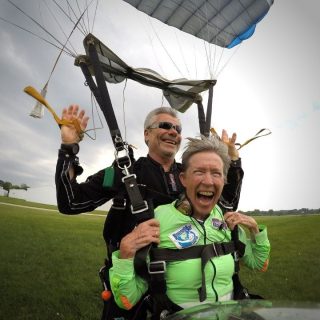 Pure joy comes at any age when you're tandem skydiving at Wisconsin Skydiving Center near Milwaukee