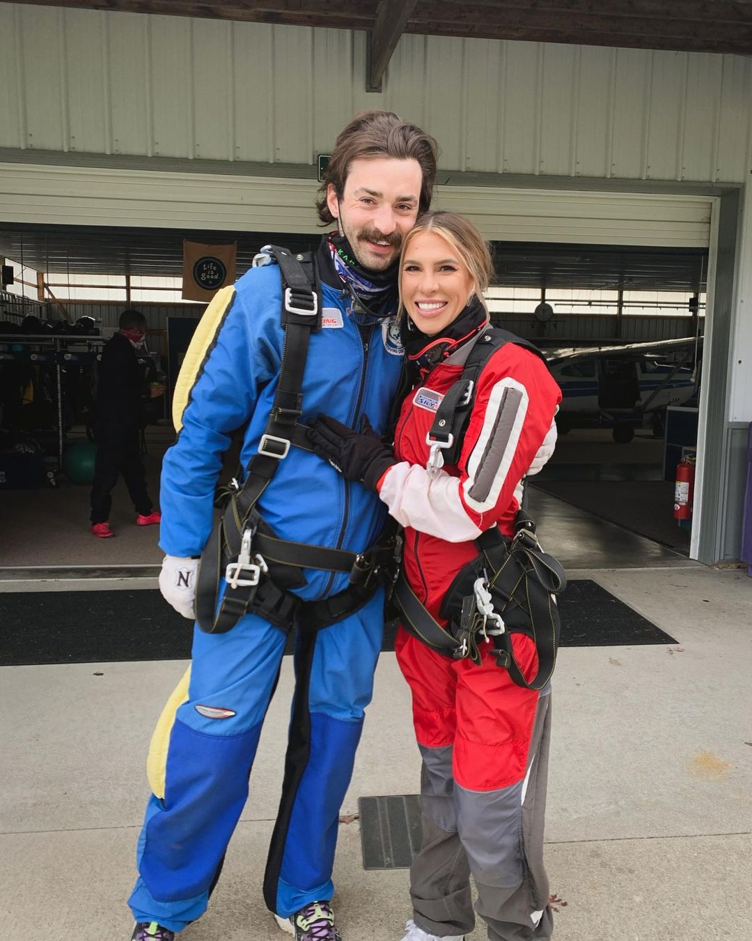 emmycoop and twoeyejacks excited to skydive for the first time at Wisconsin Skydiving Center near Milwaukee