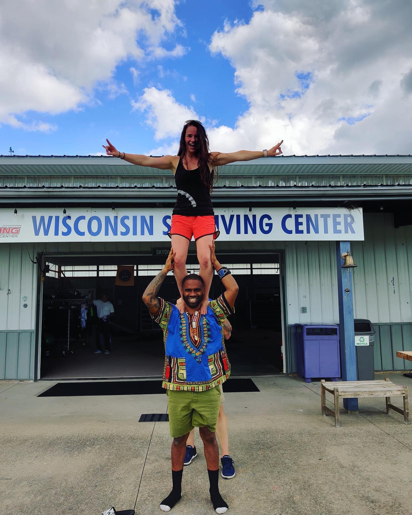 Couple excited to skydive at Wisconsin Skydiving Center near Chicago