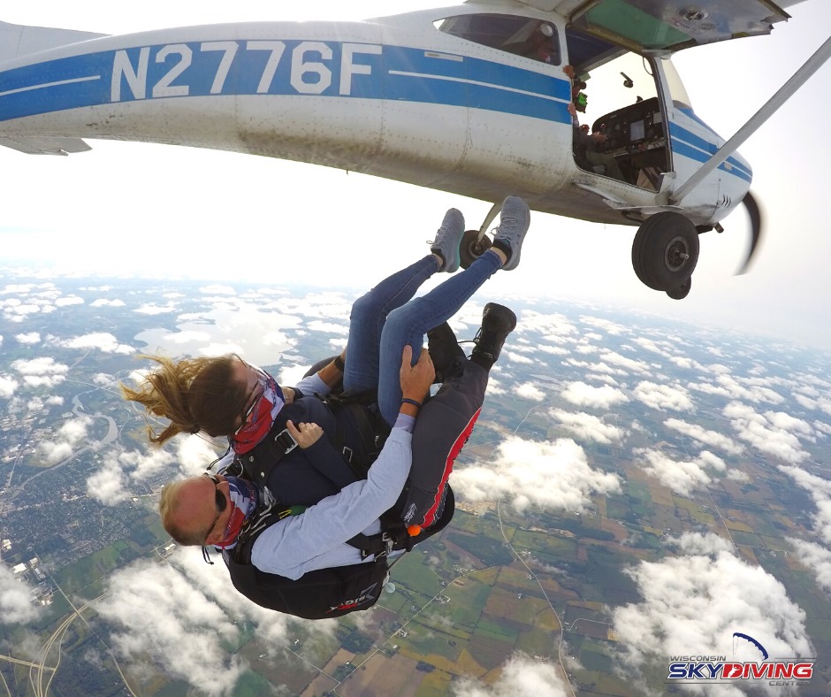 Trust fall from an airplane at 10000 feet at Wisconsin Skydiving Center near Milwaukee
