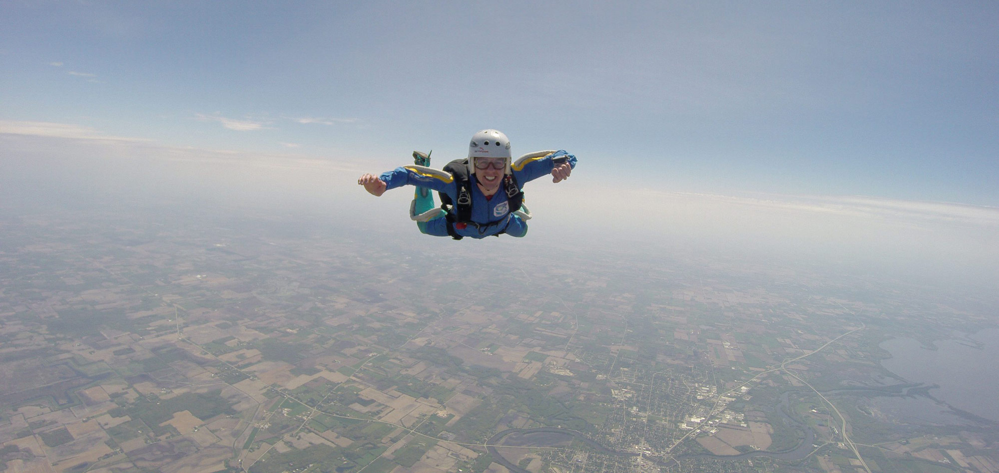 Smiling skydiving student